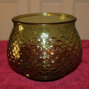 Vintage EO Brody Co Glass Emerald Green Fish Scale Pattern Bowl or Wide Vase